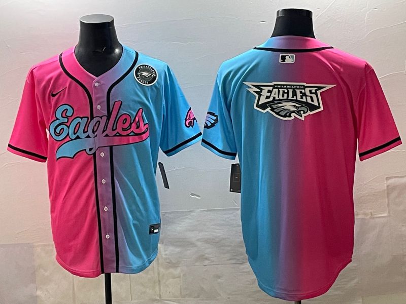 Men 2025 Philadelphia Eagles Blank Blue pink Nike Limited NFL Jersey style 030->philadelphia eagles->NFL Jersey